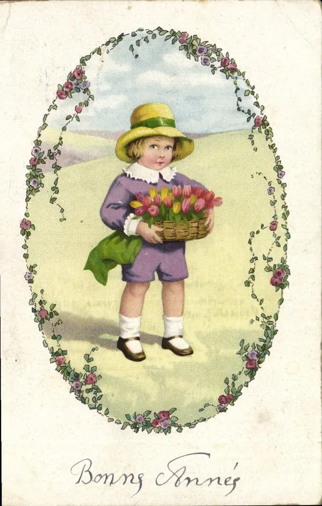 Kind mit Tulpenkorb — Bonnes Années — Missner & Buch, Serie 22 - Vorderseite