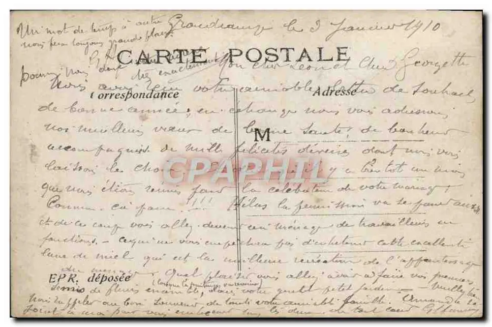 Femme en fourrure tenant un houx — Bonne & Heureuse Année — EPR n°174 - Verso