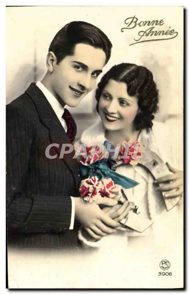 Liebespaar — Frohe Neujahr — PC Paris Nr. 3908 - Vorderseite