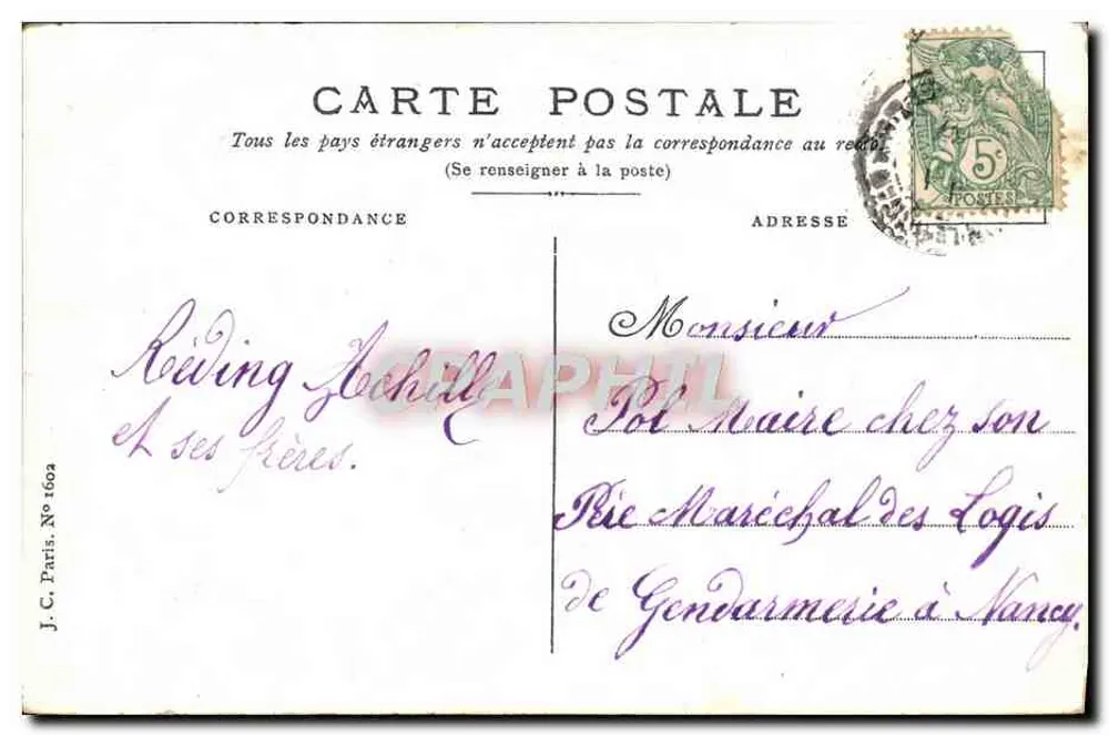 Lilas — Gutes Neues Jahr — J.C. Paris, Nr. 1604 - Rückseite