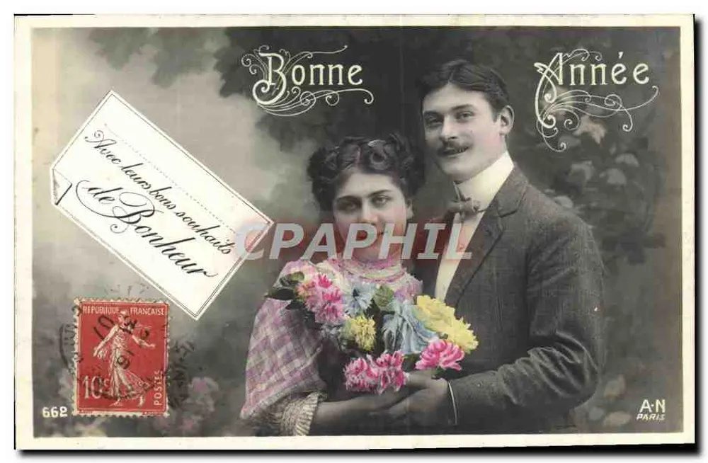 Paar — Frohe Neujahr — A.N. PARIS - Vorderseite