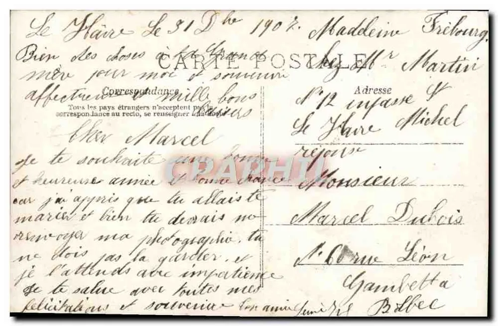 Paar — Frohe Neujahr — A.N. PARIS - Rückseite