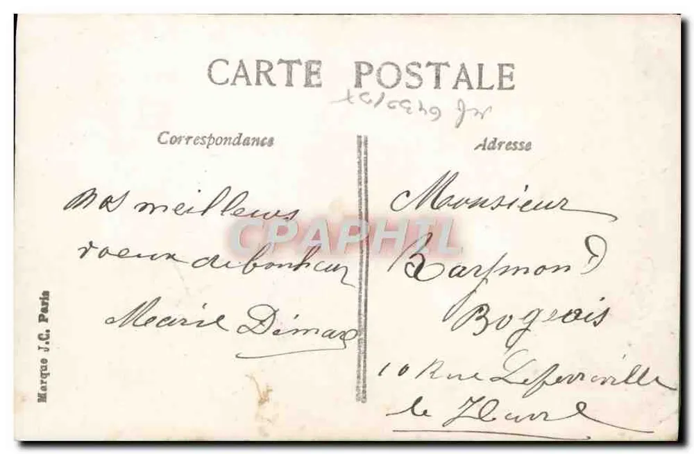 Junge Frau in gemustertem Kleid — Frohes Neues Jahr — J.C. Paris Nr. 6344 - Rückseite