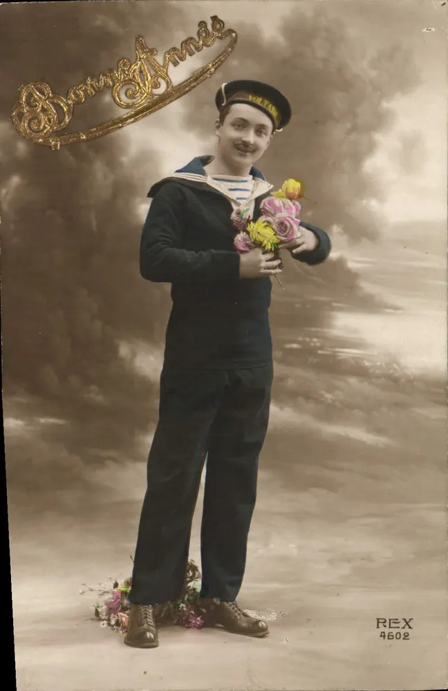 Matrose mit Blumen — 'Bonne Année' — REX 4602 - Vorderseite