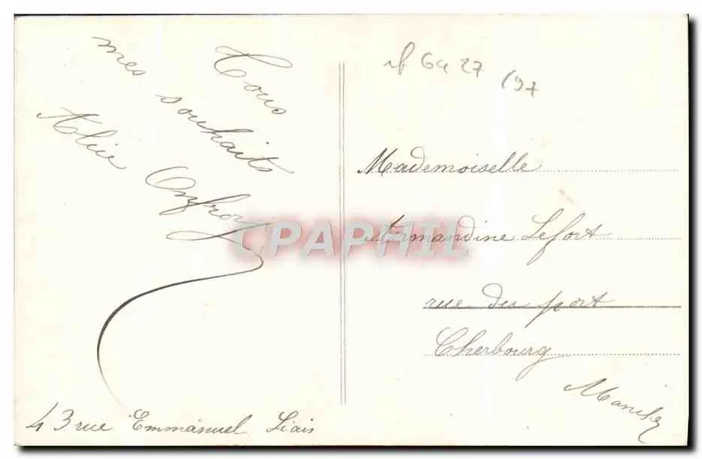 Junge Frau in einem Kleid im Art Nouveau-Stil — Frohe Neujahr — von Huwette, Nr. 1004 - Rückseite