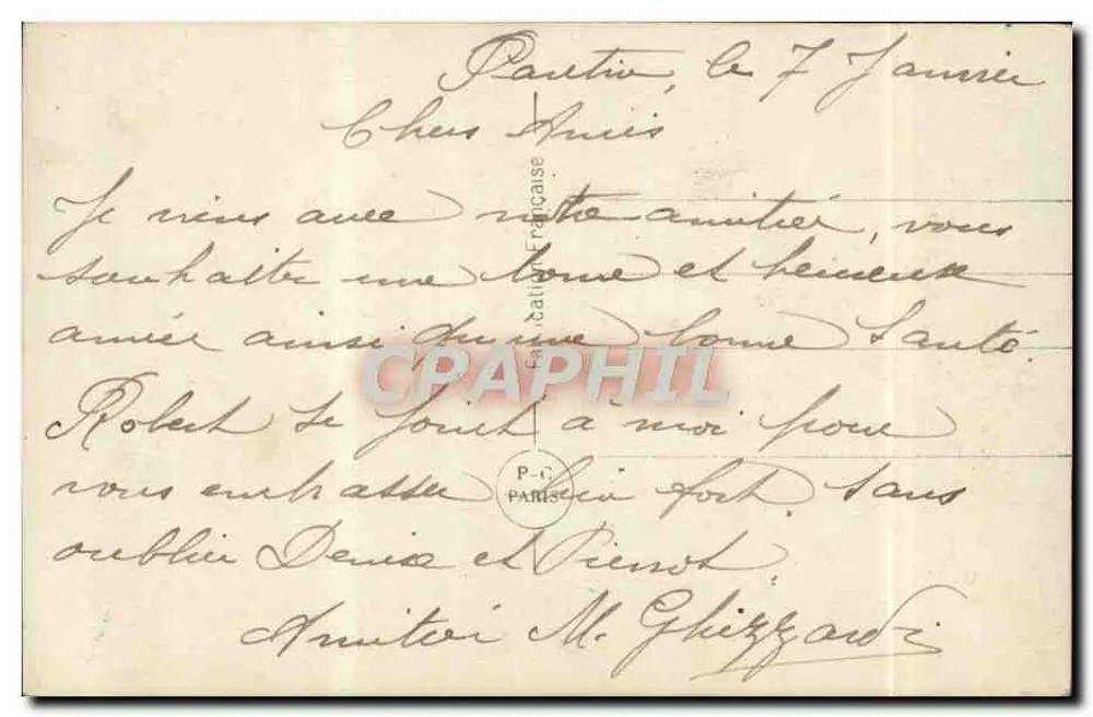 Frau in rotem Mantel und Fellmütze — Frohes Neues Jahr — PC Paris 654 - Rückseite