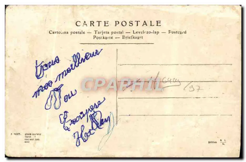 Femme à la table — scène de vœux de bonne année — éditeur S. 9007, Édition G. - Rückseite