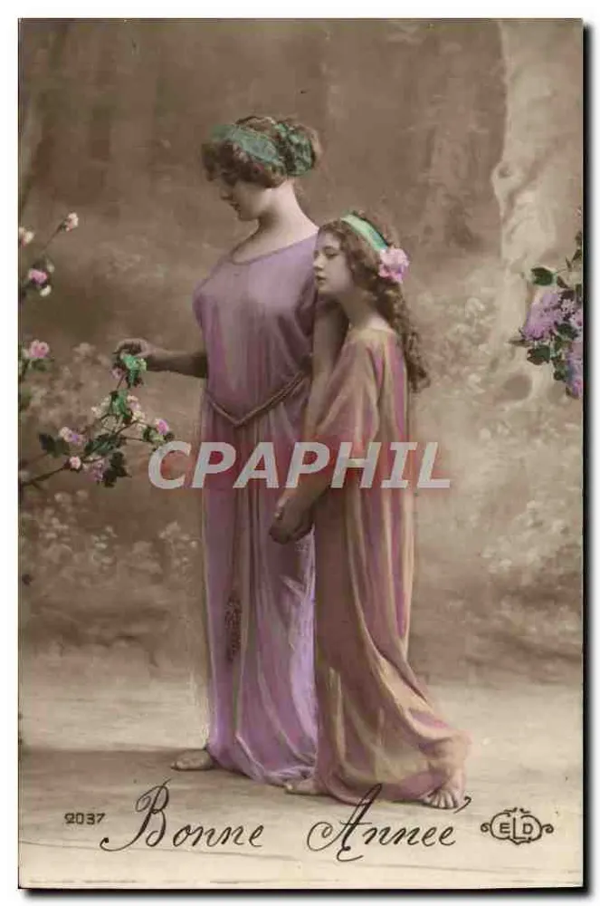 Zwei Frauen in antiken Kleidern — Frohe Neujahr 1903 — Verlag: Le Del-y, Paris - Vorderseite