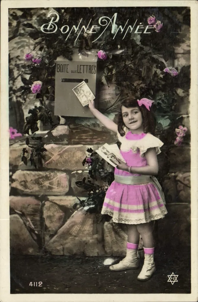 Mädchen in einem rosa Kleid — Briefkasten — Anonymer Verlag Nr. 4112 - Vorderseite