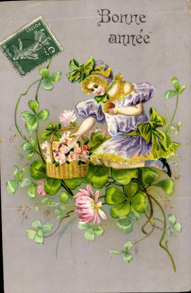 Fille avec panier de fleurs — scène de printemps — éditeur Cartolina Postale - Levelezò Lap - Recto