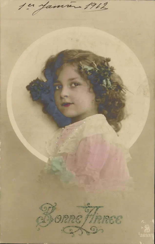 분홍색 드레스를 입은 소녀 — Bonne Année 1912 — Bonne Année — 2693/5 - 앞면