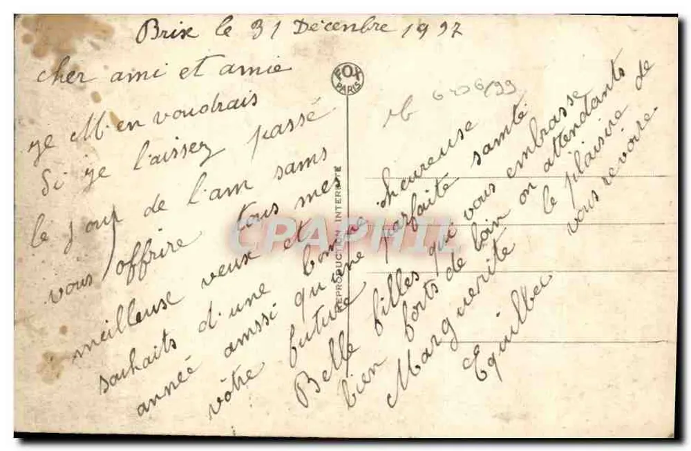 Violetas e paisagem invernal — Boa Ano — FOX Paris 5100 - Verso