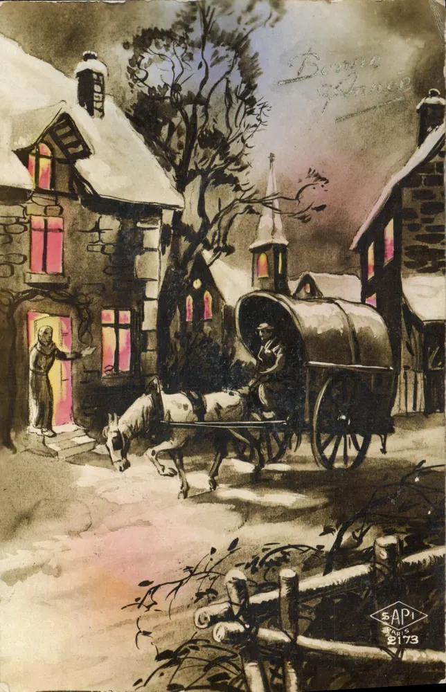 Schneeviertel — Winterlandschaft mit Wagen und Bewohner — Verlag SAPI, Nr. 2173 - Vorderseite