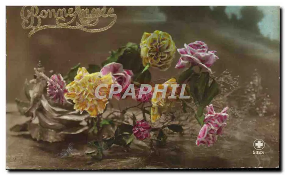 Arranjo de rosas — Boa Ano — Editor: Bonnechasse, n° 2083 - Frente
