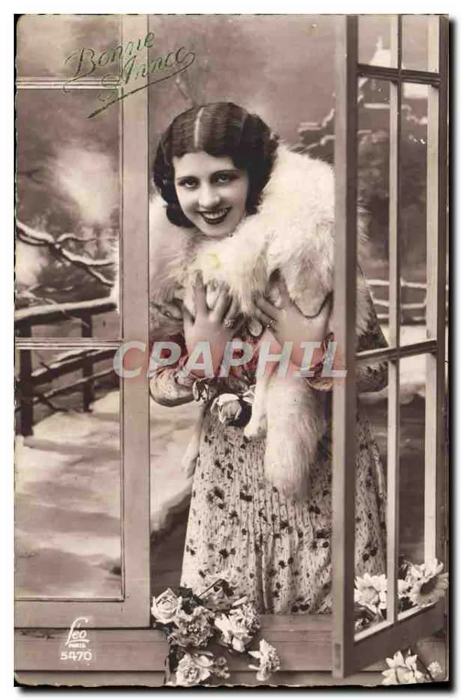 Frau in Pelz — Winterlandschaft — Verlag Leo, Nr. 5470 - Vorderseite