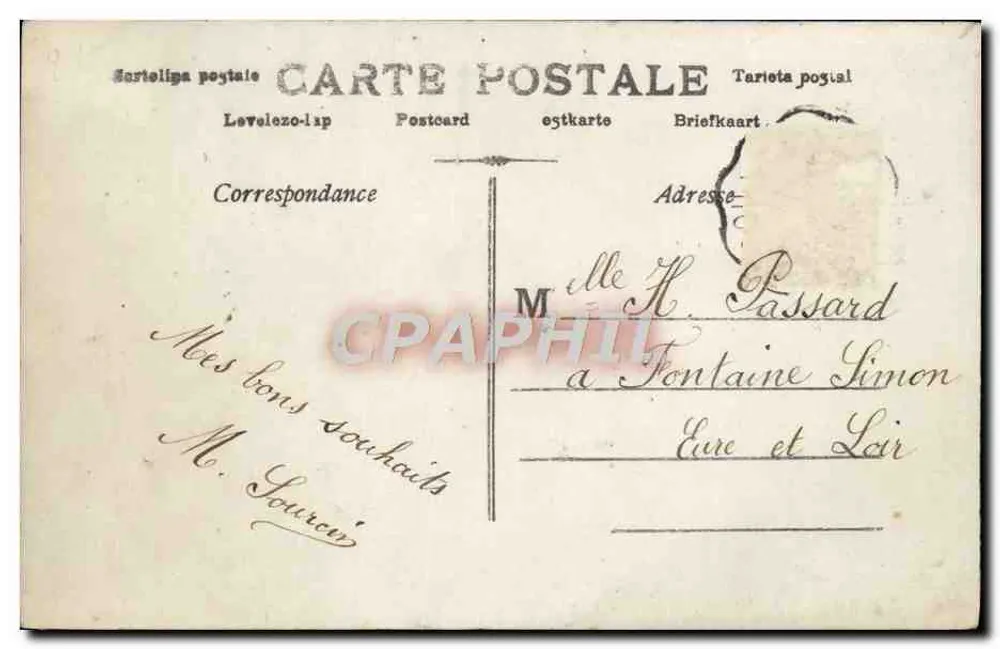 Frau in langer Robe und Hut mit Feder — Frohe Weihnachten — Verlag Cie Paris, n° 663 - Rückseite