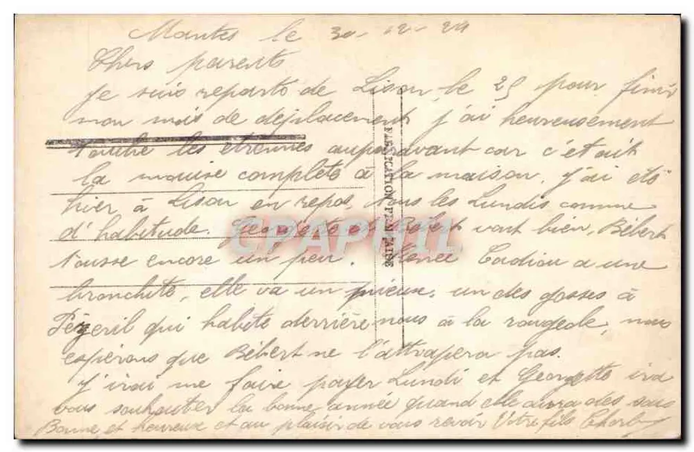 Mädchen mit Rosenkrone — Frohe Neujahr — Paris 919 - Rückseite