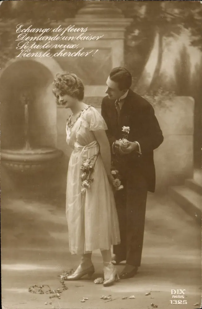 Junges Paar in Flirt-Szene — Verlag DIX, Nr. 1325 - Vorderseite