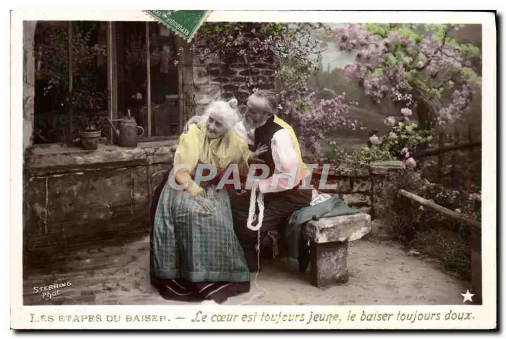 Die Etappen des Kusses — Das Herz ist immer jung, der Kuss immer zärtlich. — Stebbing Phot. - Vorderseite