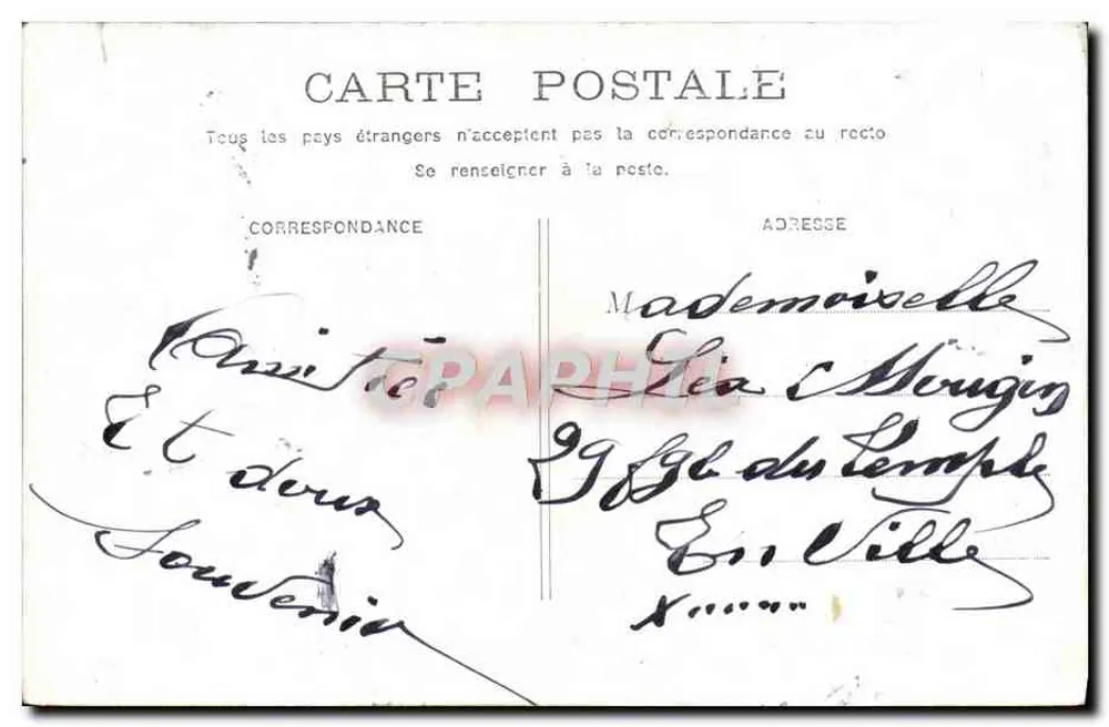 Couple assis avec une cage à oiseaux — scène sentimentale — éditeur non visible, n°3 - Rückseite
