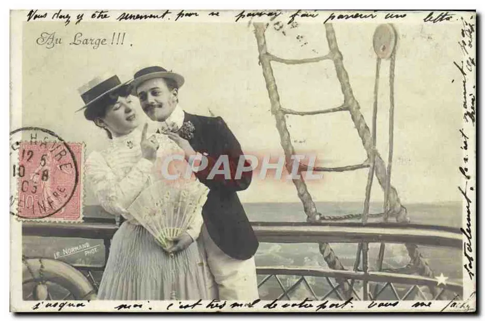 Paar auf einem Boot — zärtliche Szene — JE NORMANE PHOT. Serie Nr. 842 - Vorderseite