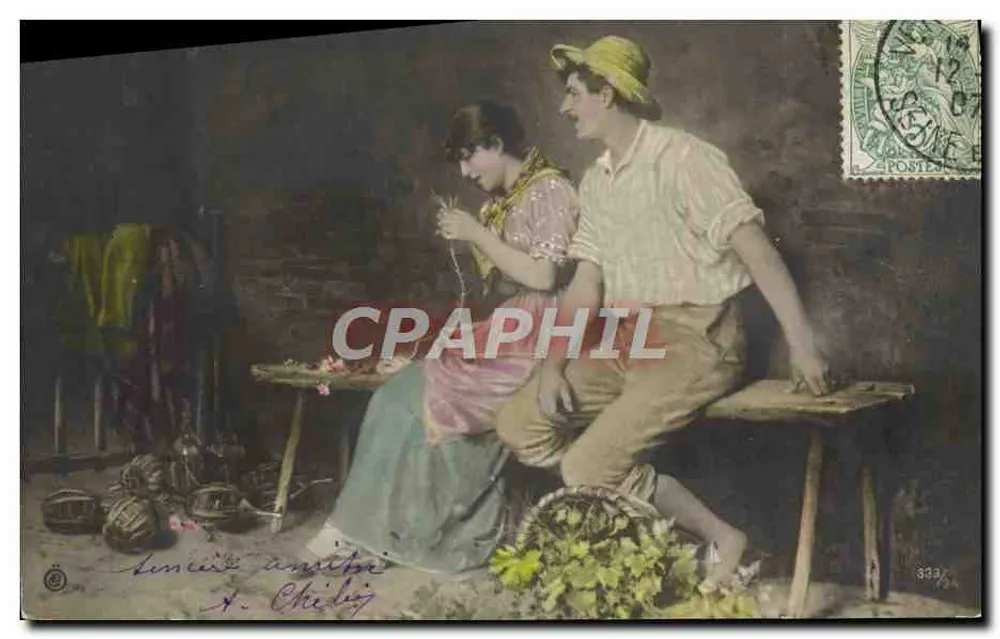 Junge Frau und Mann — intime Szene — A. Chilib - Vorderseite