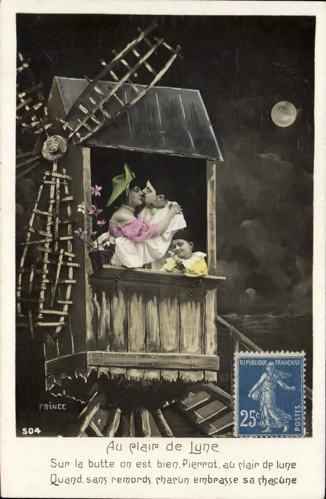 Unter dem Mondlicht — Szene eines Paares unter dem Mond — Verlag Prince, Nr. 504 - Vorderseite