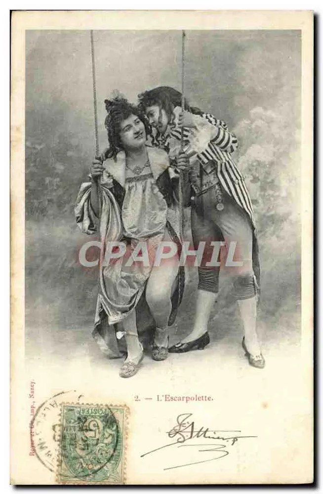 Die Schaukel — Theater-Szene — Verleger Robert et Béjump, Nancy, Nr. 2 - Vorderseite