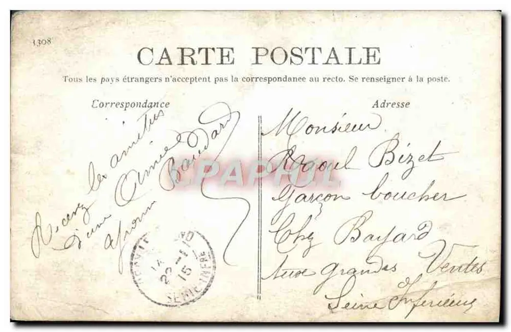 Scène de théâtre — trois personnages en costume d'époque — éditeur A&S n°749 - Rückseite