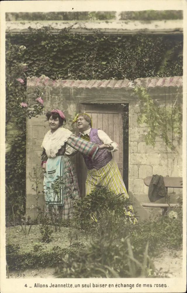 Jeannette und ein junger Mann — Garten-Szene — A.N. PARIS, n°303 - Vorderseite