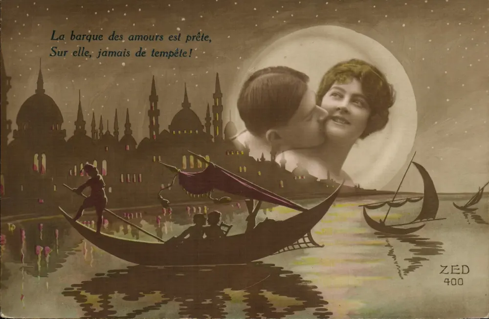 Romantische Szene in Venedig — Gondel unter dem Mond — Verlag ZED n°400 - Vorderseite