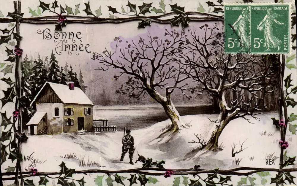 Winterlandschaft mit Haus und Jäger — REX, n°360 — Verlag REX - Vorderseite