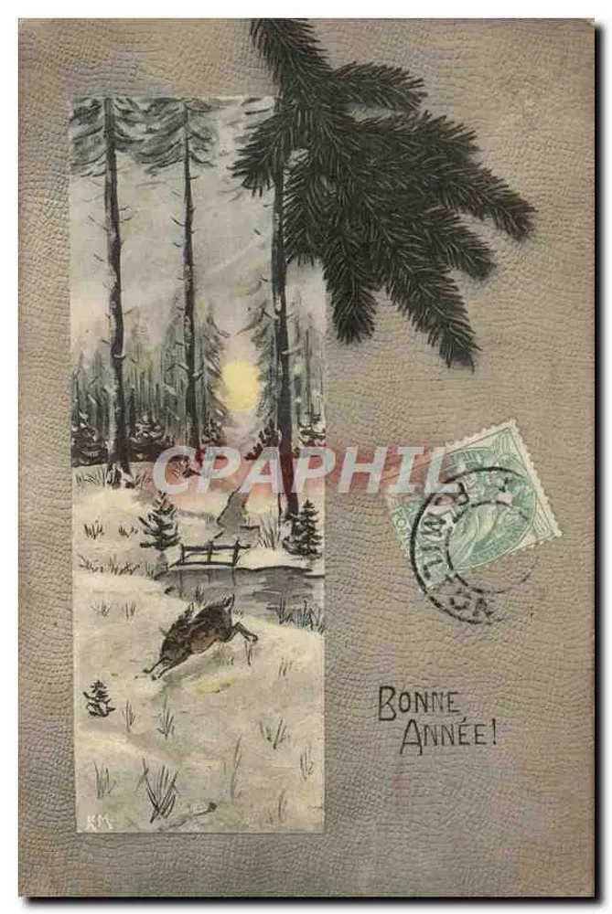 Schneefeld — Sprungender Hase — Verlag W. & L. I. C. - Vorderseite