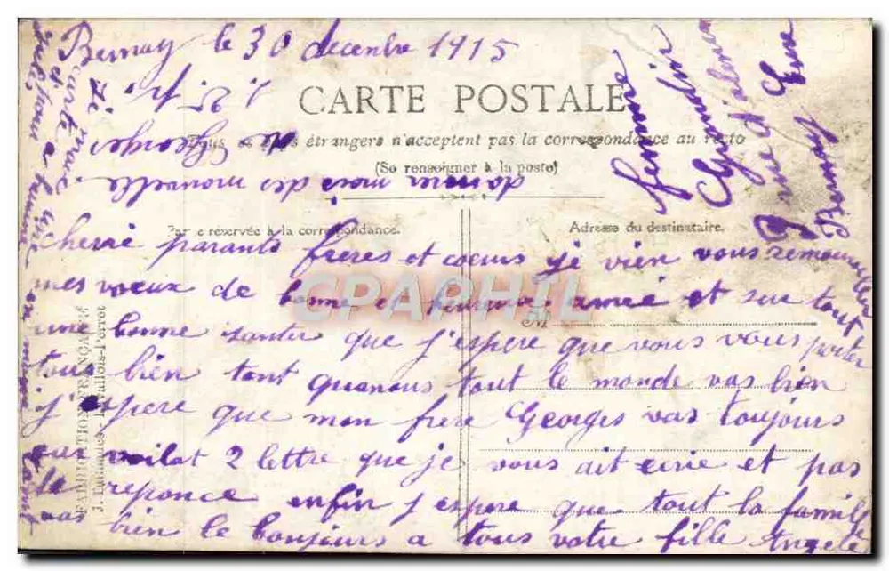 Kinder in Soldatenuniformen — Frohe Weihnachten — M. Boulanger, Vichy - Rückseite