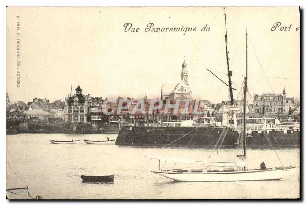 Panoramablick vom Hafen von Riade — Antwerpen — N. TOP. & HERMANS, Verlag Antwerpen - Vorderseite