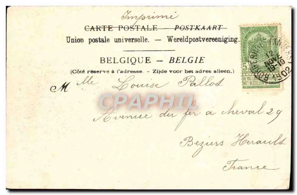 Anvers — Um Steamer em cale sèche — J. Didavernier, n° 58 - Verso
