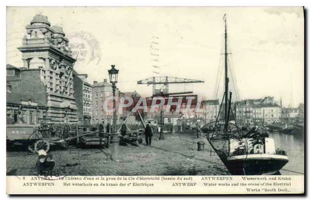 Antwerpen - Der Wasserbau und die Kräne der Elektrizitätsfirma (Südbassin) — Edition Prylaous, n°8 - Vorderseite