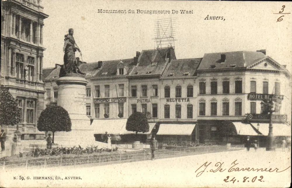 Denkmal des Bürgermeisters De Wael — Antwerpen — G. Hermans, Verlag, Antwerpen, Nr. 59 - Vorderseite