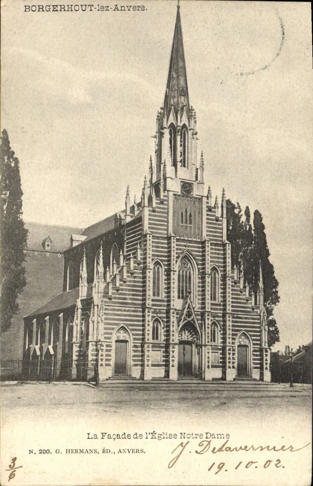 Borgerhout-lez-Anvers — Fassade der Kirche Notre-Dame — G. Hermans, Verlag, Antwerpen, Nr. 200 - Vorderseite