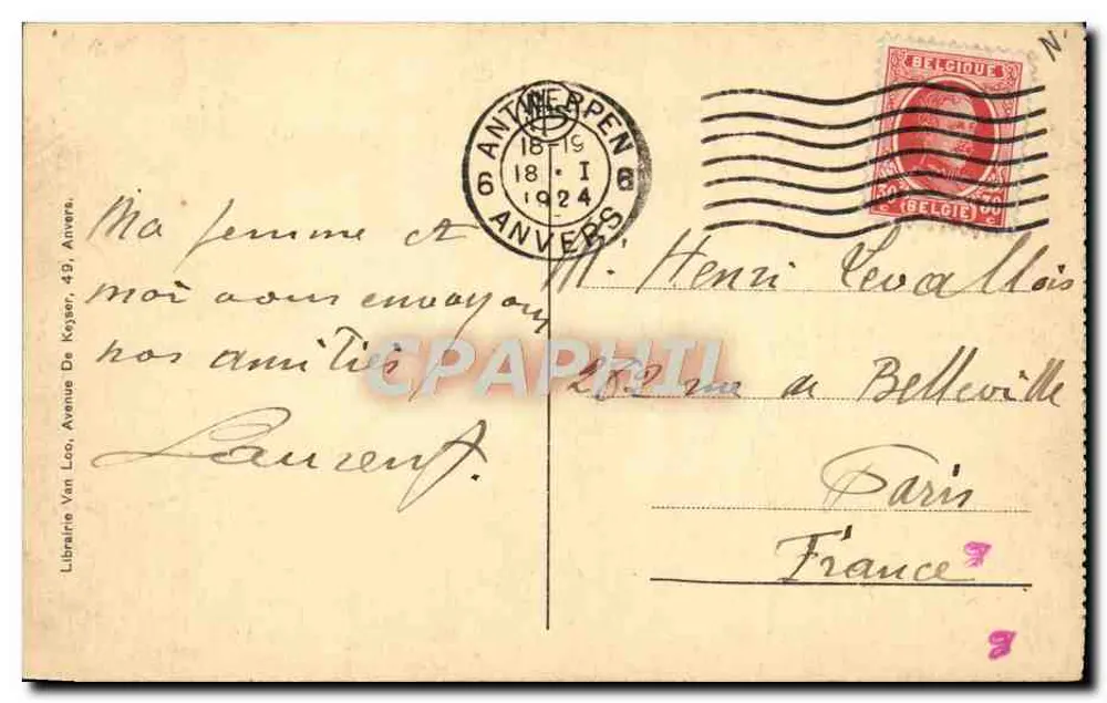 Anvers — Cavalos de corporações — Livraria Van Loo, Anvers - Verso