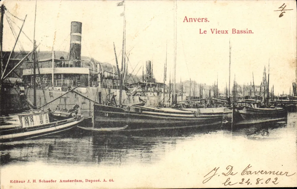 Antwerpen. Der Alte Hafen — Verlag J. H. Schaefer Amsterdam, eingetragen A. 44. - Vorderseite