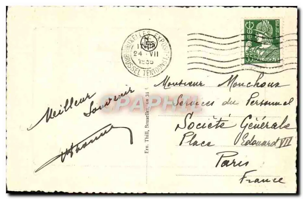 Brüssel - Grab des Unbekannten Soldaten — Verlag SAIS, n° 315 - Rückseite