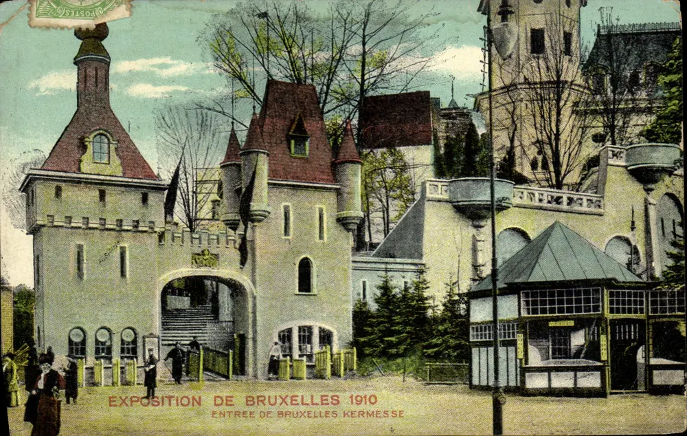 Eingang von Brüssel - Kermesse — Ausstellung Brüssel 1910, herausgegeben von der Société Anonyme des Cartes Postales de Bruxelles - Vorderseite