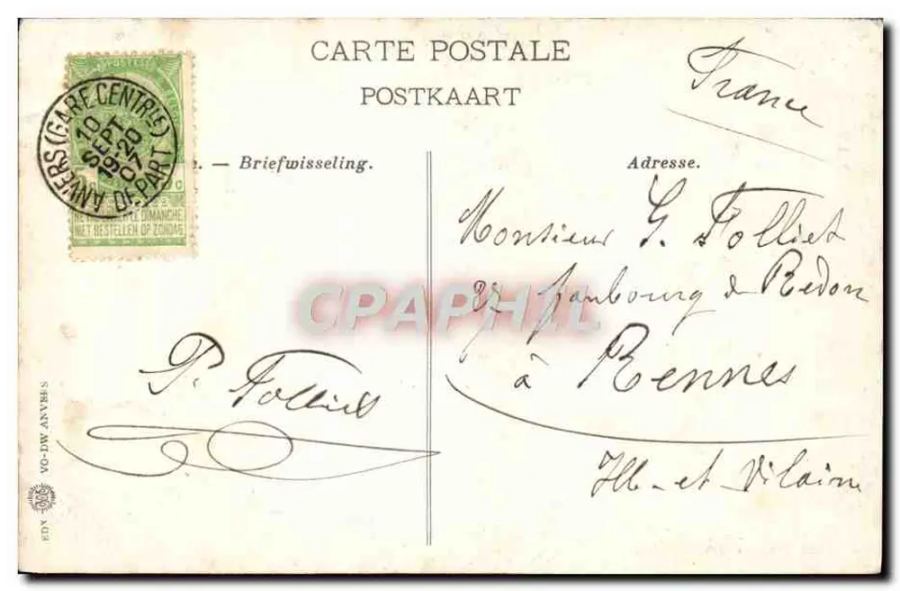 O Hotel de Ville — Praça pública com estátua — Nivelles - Verso