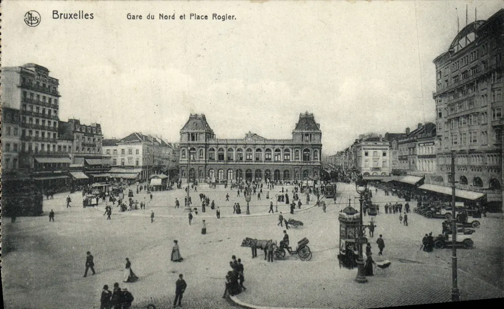 Brüssel — Bahnhof Nord und Place Roglier — Ed. Neels - Vorderseite