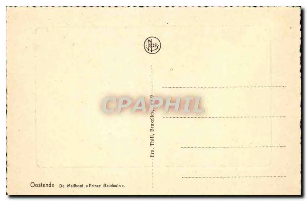 Ostende — Das Dampfschiff « Prince Baudouin » — Verlag LJS - Rückseite