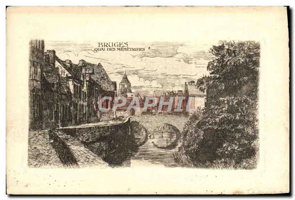 Bruges - Quai des Ménétriers — gravura - Frente