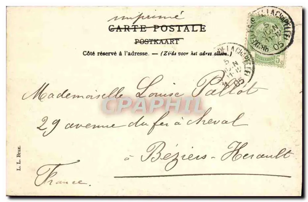 75. Jubiläum Belgiens — 1830-1905 — Verlag L. L. Brux - Rückseite