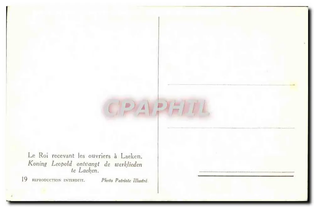 O Rei recebendo os operários em Laeken — Foto Patriote Illustré, n°19 - Verso