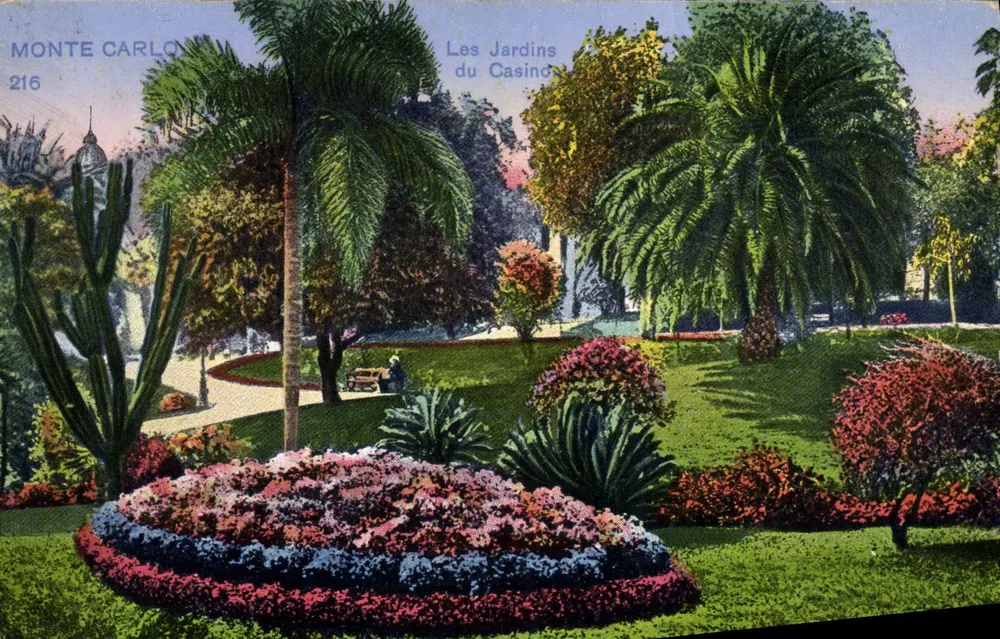 Die Gärten des Casinos — Monte Carlo — In Deutschland gedruckt, Nr. 216 - Vorderseite
